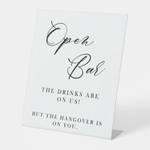 Open Bar Wedding Sign Elegant Modern Calligraphy