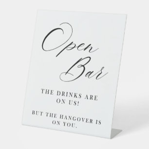 Open Bar Wedding Sign Elegant Modern Calligraphy