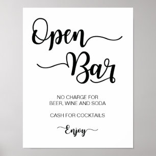 Open Bar Wedding Sign   Modern Calligraphy
