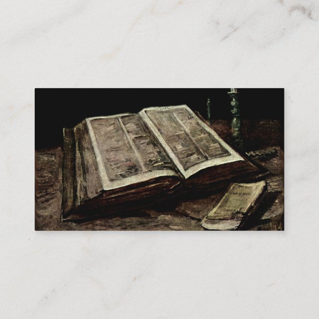 Open Bible Book with Candles - van Gogh Business Card (Back)