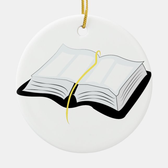 Open Bible Ceramic Tree Decoration (Front)