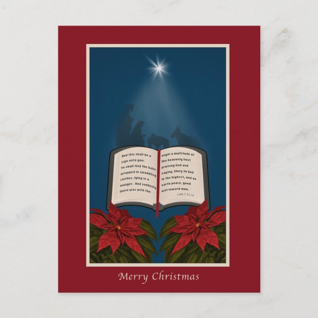 Open Bible Christmas Message Holiday Postcard (Front)