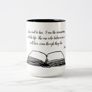 Open Bible on John 11:25 Two-Tone Coffee Mug
