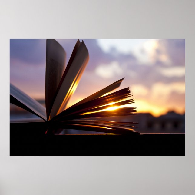 Open Book and Sunset Photography Poster (Front)