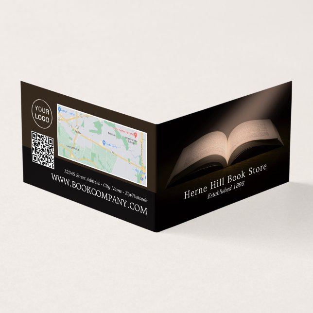 Open Book, Book Store Detailed Loyalty Business Card (Outside)