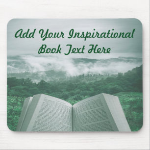 Open Book Customise Text Green Trees Mouse Mat