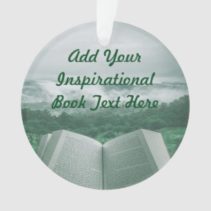 Open Book Customise Text Green Trees Ornament