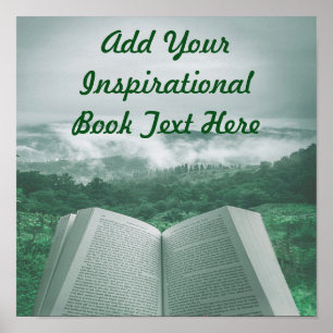 Open Book Customise Text Green Trees Poster