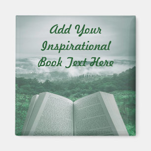 Open Book Customize Text Green Trees Magnet