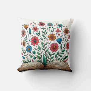 Open book flowers cushion