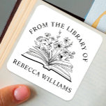 Open Book & Flowers From the Library of Bookplate Square Sticker<br><div class="desc">Add a personal touch to your books with the "Your Name Open Book & Flowers From the Library of" bookplate. Featuring a beautifully illustrated open book adorned with delicate flowers, this custom bookplate elegantly displays "From the Library of" followed by your name. Perfect for book lovers, teachers, and librarians, this...</div>