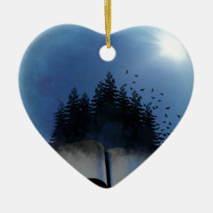 Open Book Forest Ceramic Tree Decoration