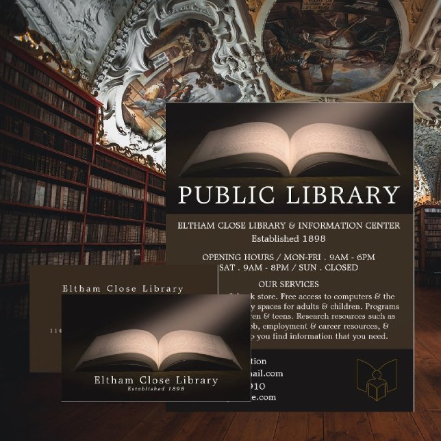Open Book, Librarian, Library Business Card (Creator Uploaded)