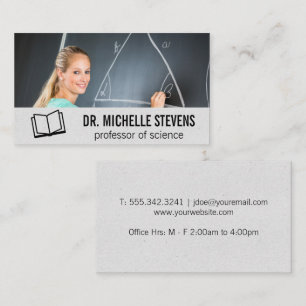 Open Book Logo Math Teacher Add Custom Photo Business Card
