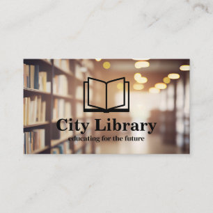 Open Book Logo Public Library Background Business Card