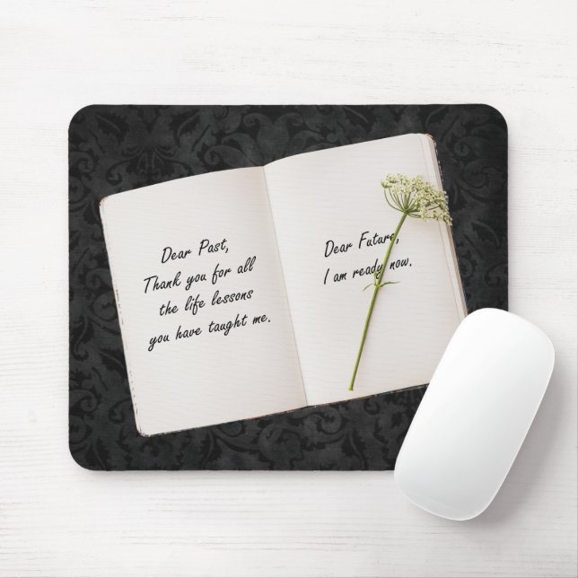 Open Book With Inspirational Quote Mouse Mat (With Mouse)
