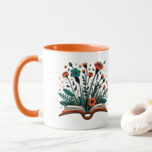 Open Book with Sprouting Flowers Mug