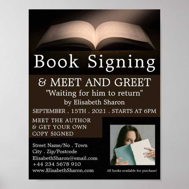 Open Book, Writers Book Signing Advertising Poster (Front)