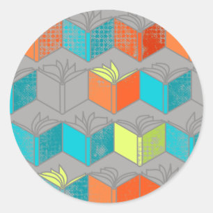 Open books classic round sticker
