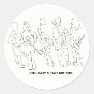open carry guitars not guns classic round sticker