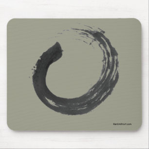 Open Circle Enso Zen Mousepad, Khaki Mouse Mat