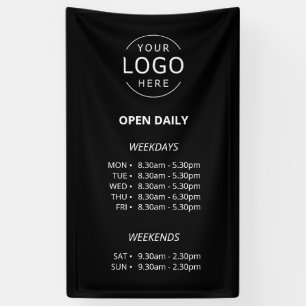 Open Daily Business Hours Your Logo Store Sign