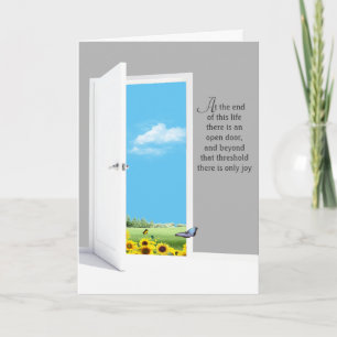 Open Door With Sunflower and Butterflies Card