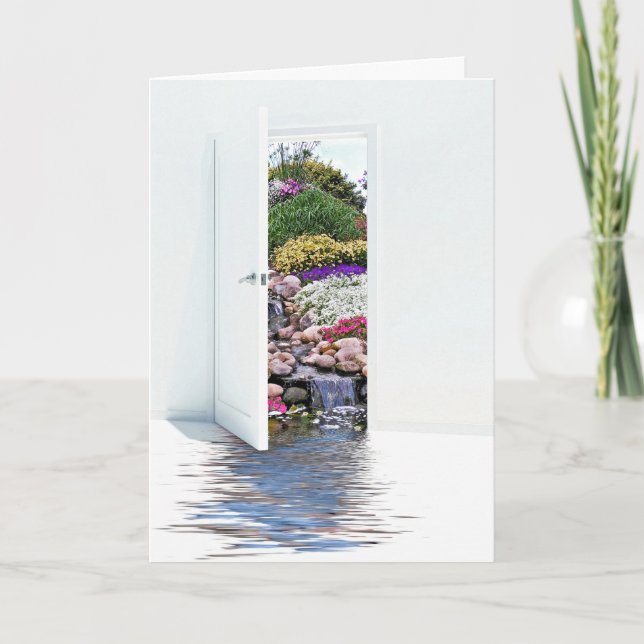 open door with waterfalls-thinking of you card (Front)