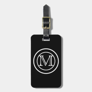 Open Face Double Black Monogrammed Luggage Tag