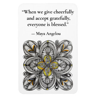 Open Flower Doodle with Giving Quote Magnet