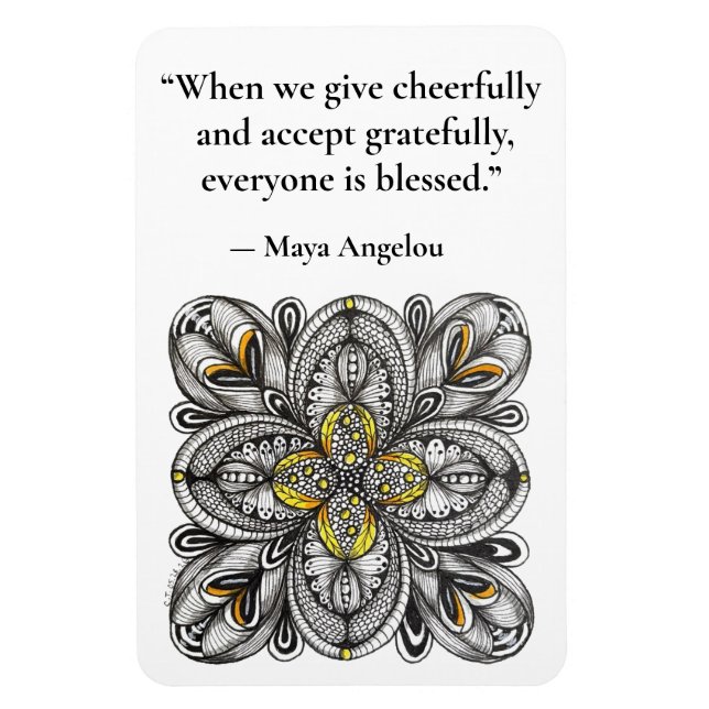 Open Flower Doodle with Giving Quote Magnet (Vertical)