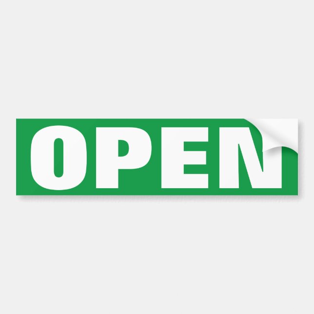 Open for business door sign on vinyl sticker (Front)