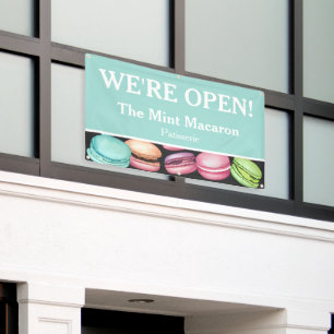 Open for Business   Macaron French Patisserie Mint Banner