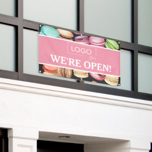 Open for Business   Macaron French Patisserie Pink Banner
