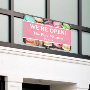 Open for Business   Macaron French Patisserie Pink Banner