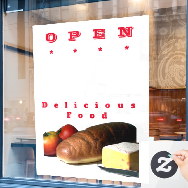 Open For Business Window Poster  Size: 52" x 72", Cling (Cafe Window)