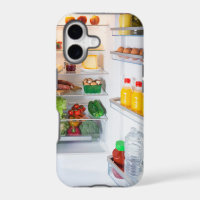 Open fridge filled with food