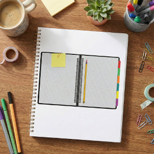 Open Graph Paper Notebook with Pencil Planner