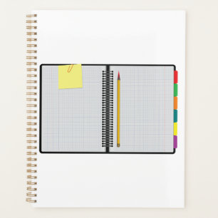 Open Graph Paper Notebook with Pencil Planner