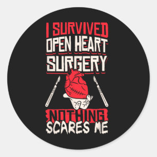Open Heart Surgery Byp Awareness Heart I Survived  Classic Round Sticker