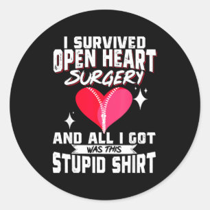 Open Heart Surgery Byp Awareness Heart I Survived Classic Round Sticker