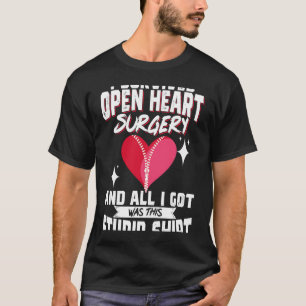 Open Heart Surgery Bypass Awareness Heart I Surviv T-Shirt