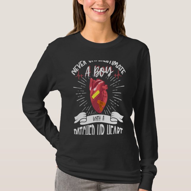 Open Heart Surgery Bypass Awareness Heart Never  3 T-Shirt (Front)
