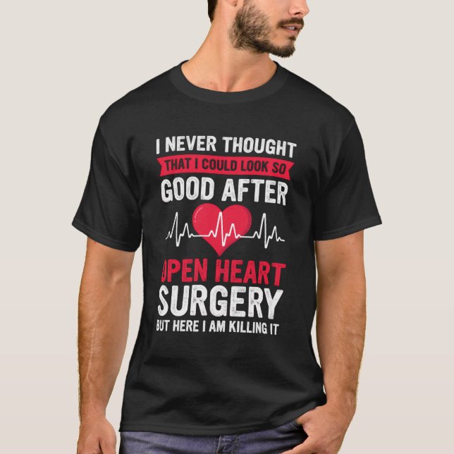 Open Heart Surgery Heart Patient Operation Funny R T-Shirt (Front)