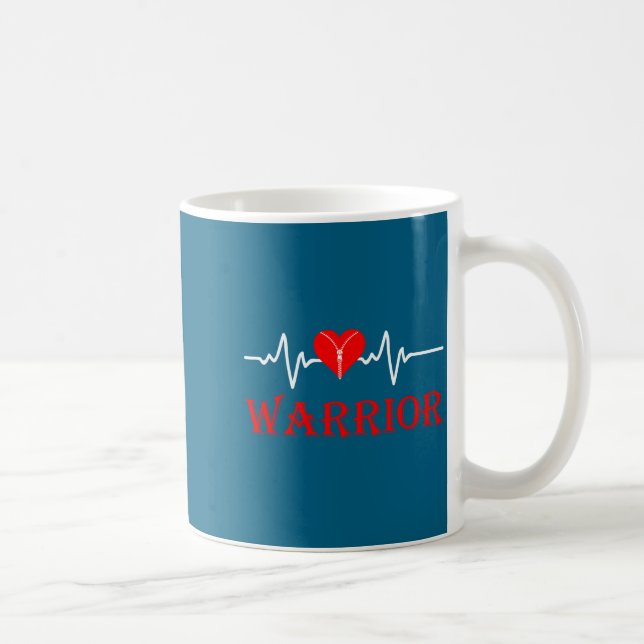 Open Heart Surgery Recovery Survivor Heart Warrior Coffee Mug (Right)
