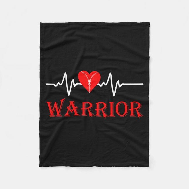 Open Heart Surgery Recovery Survivor Heart Warrior Fleece Blanket (Front)