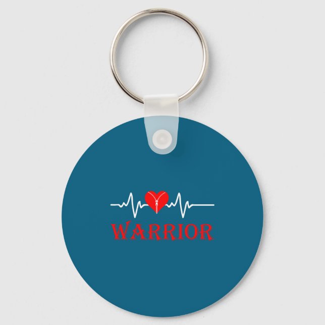 Open Heart Surgery Recovery Survivor Heart Warrior Key Ring (Front)