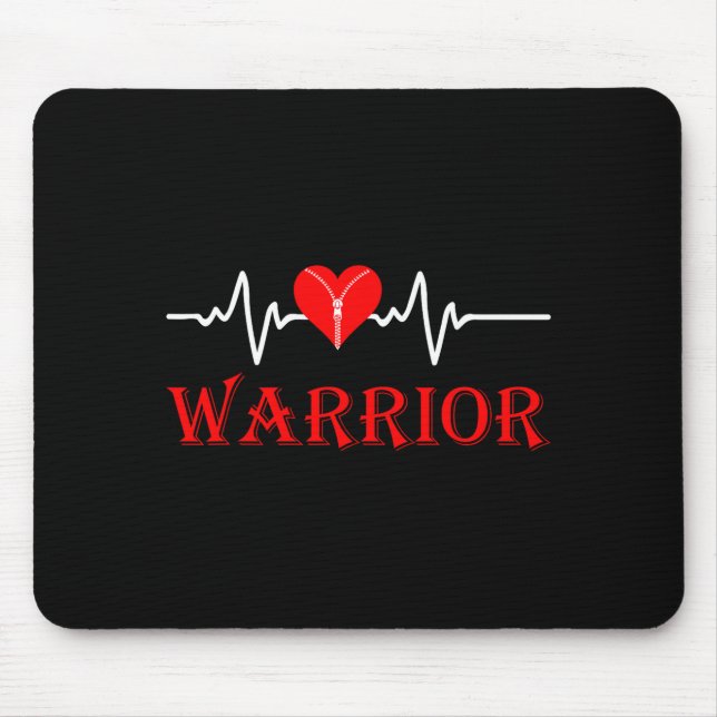 Open Heart Surgery Recovery Survivor Heart Warrior Mouse Mat (Front)