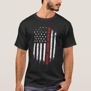 Open Heart Surgery Survivor American Flag Recovery T-Shirt