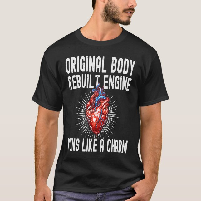 Open Heart Surgery Survivor Heart Transplant T-Shirt (Front)